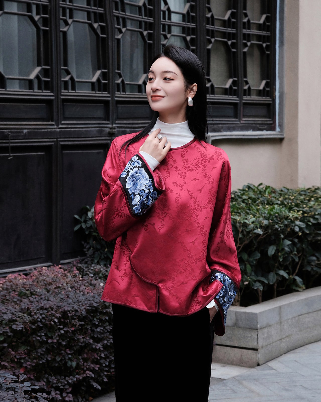Hand embroidered red coat