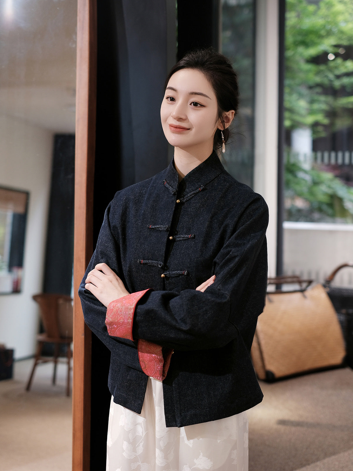 Denim song brocade jacket