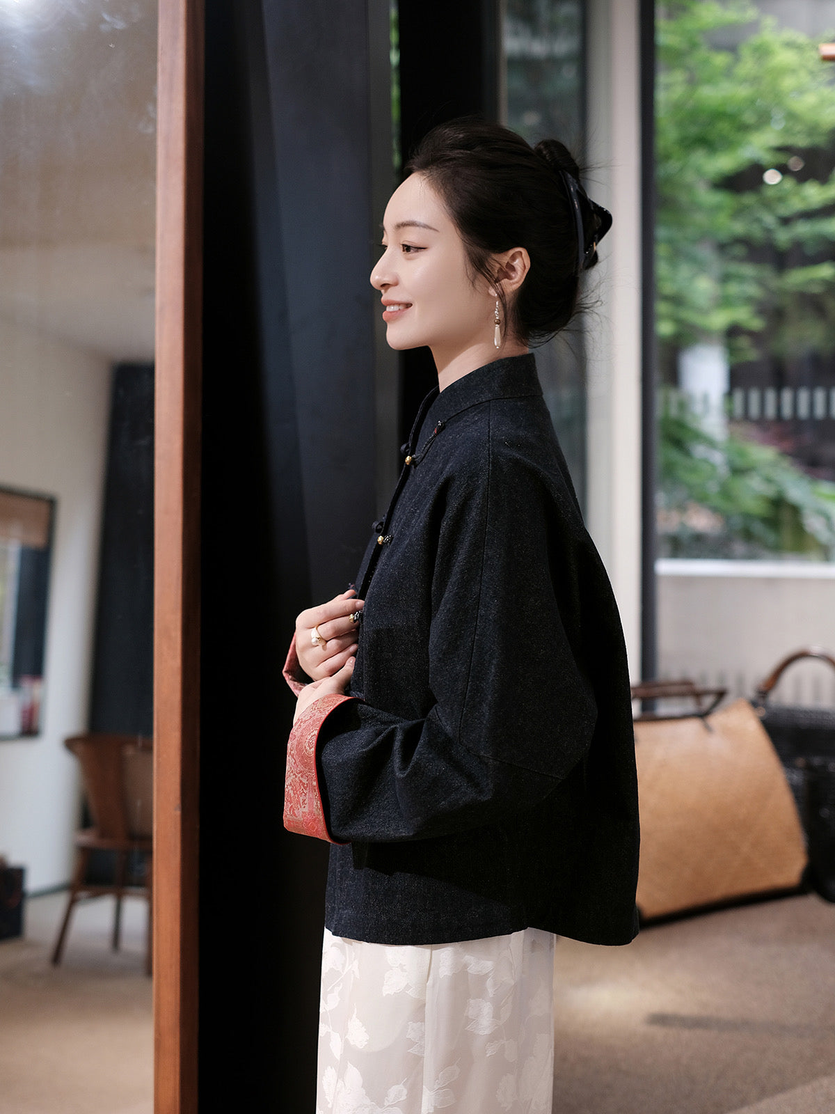 Denim song brocade jacket