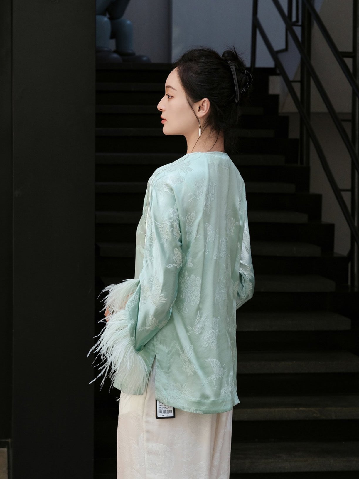 Green clothes butterfly and flower