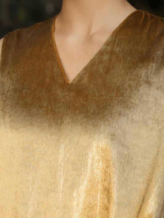 Sandalwood Gold Velvet Long Dress