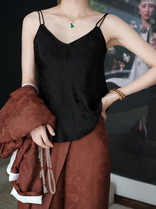 Silk Dielianhua Double Strap Tank Top
