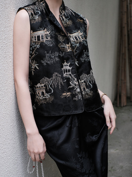 Black Silk Ruyiting Vest