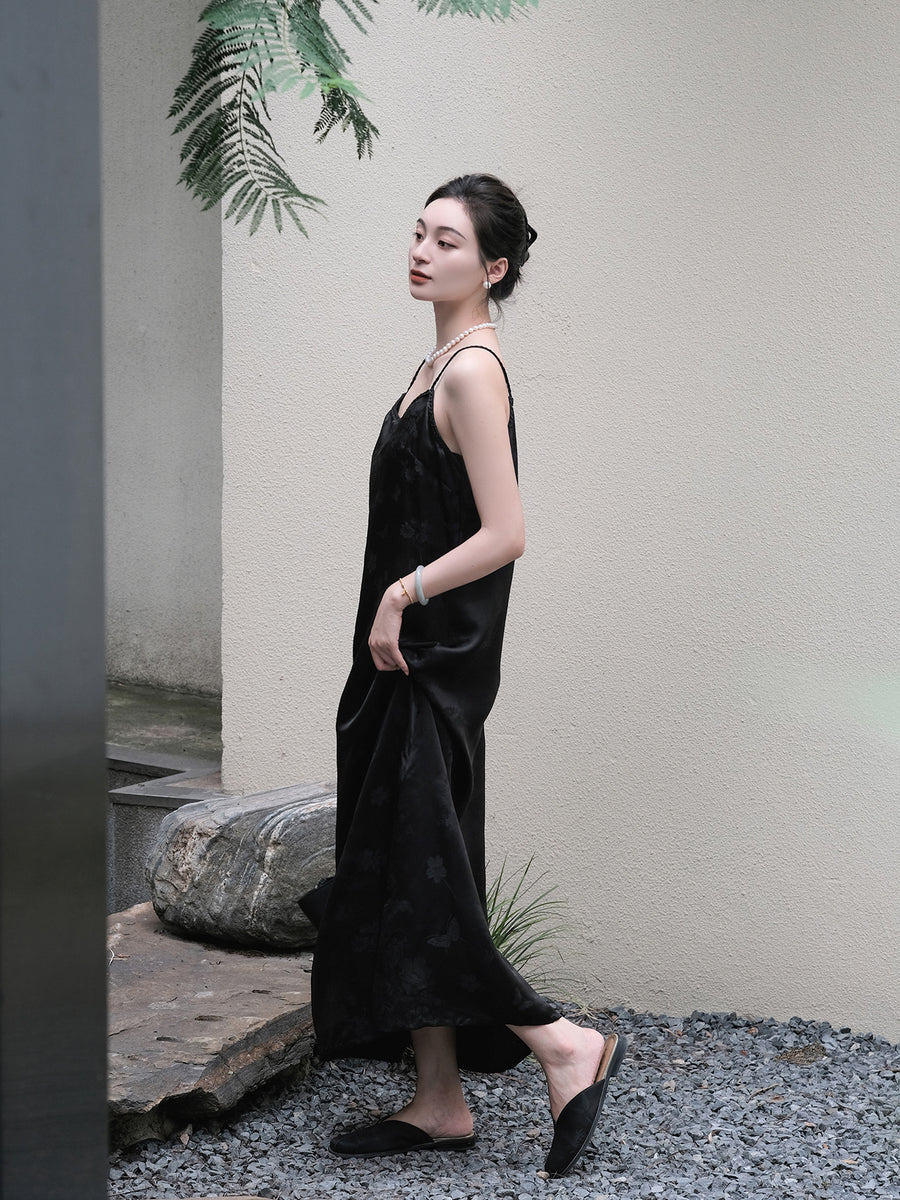 Black Suspender Skirt Butterfly Flower