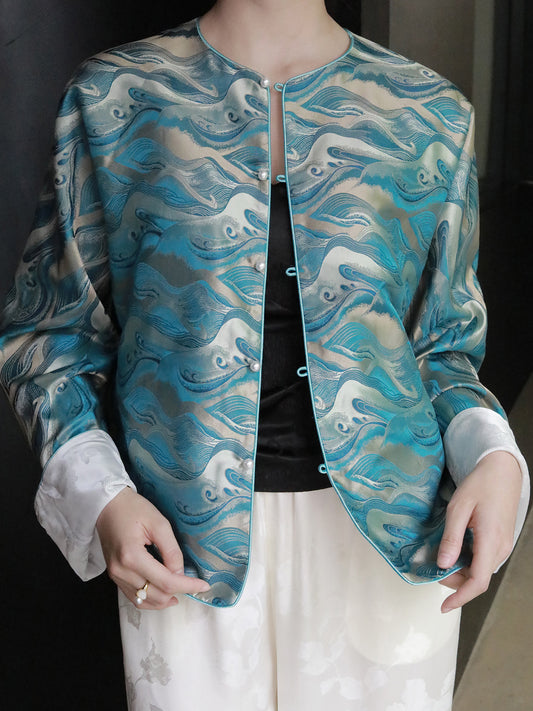 Wavy Heavy Satin Song Brocade Jacket