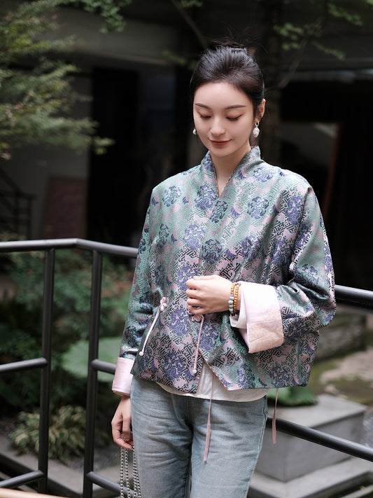 Wanshou Wujiang Song Brocade Purple  Pattern Jacket