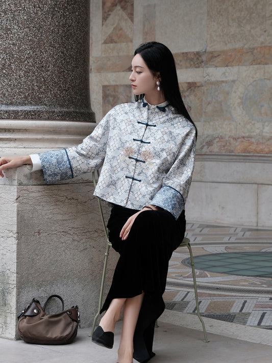 Peony Embroidered Jacquard Jacket X Guo Pei