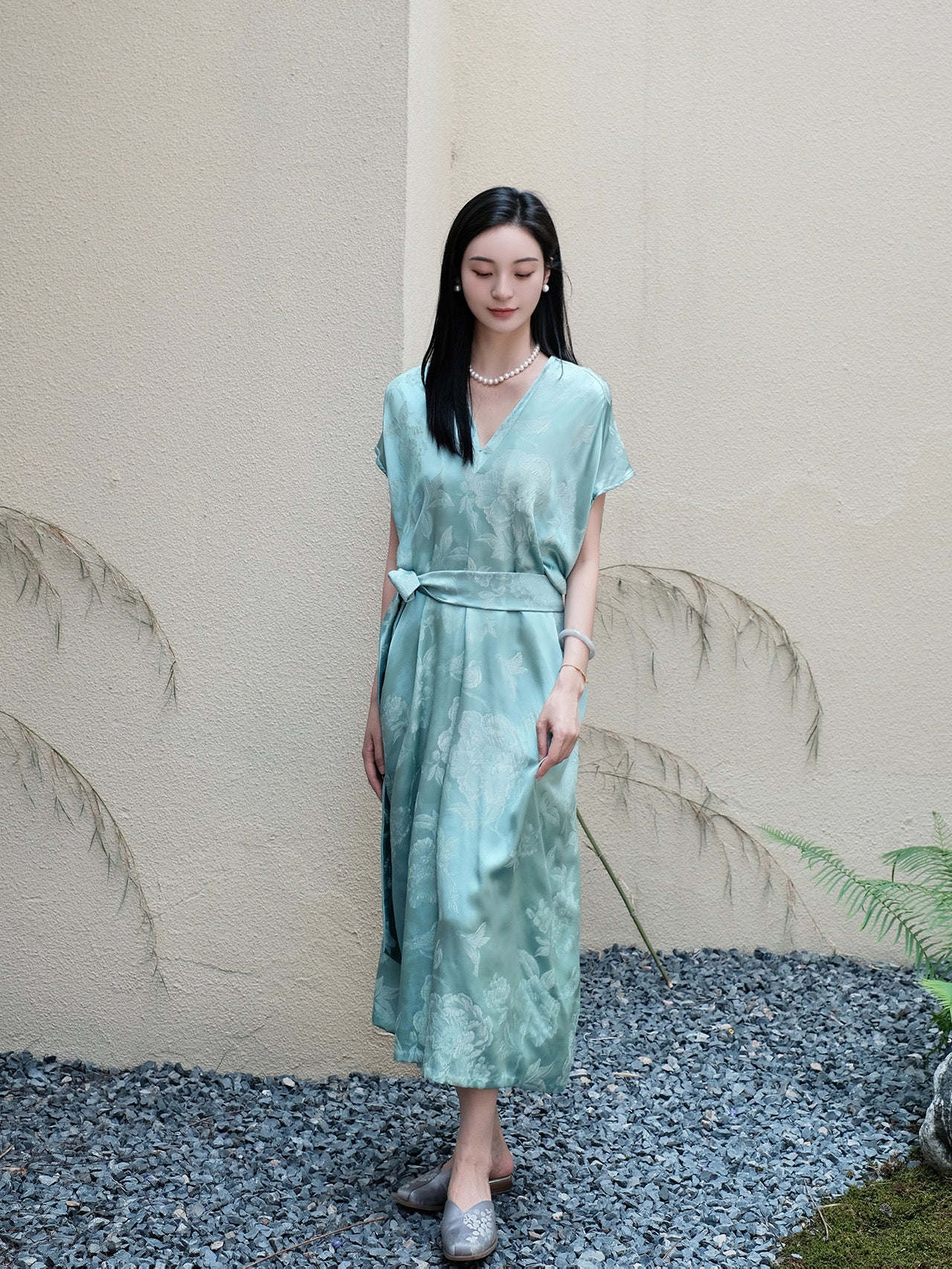 Water blue hibiscus dress