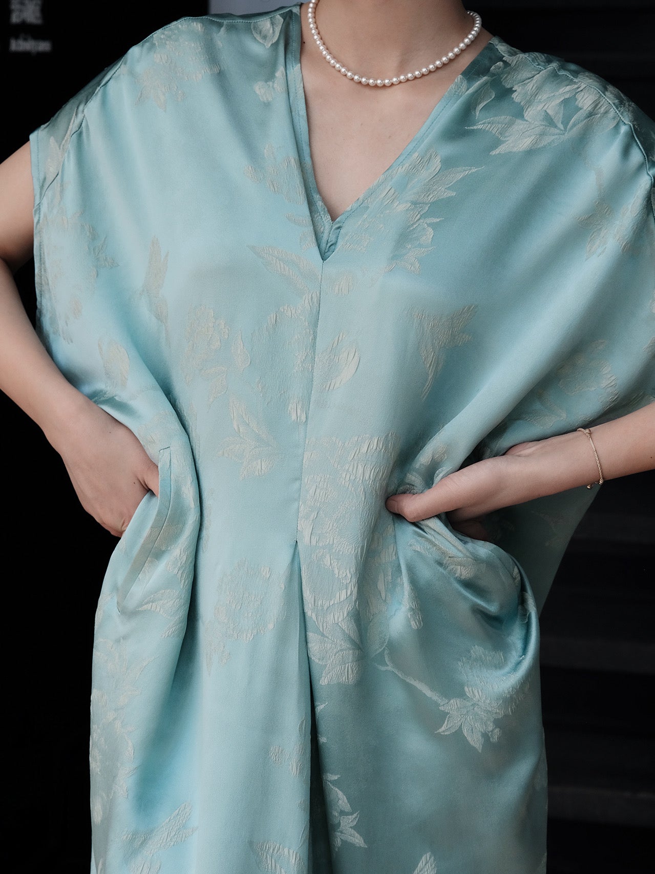 Water blue hibiscus dress