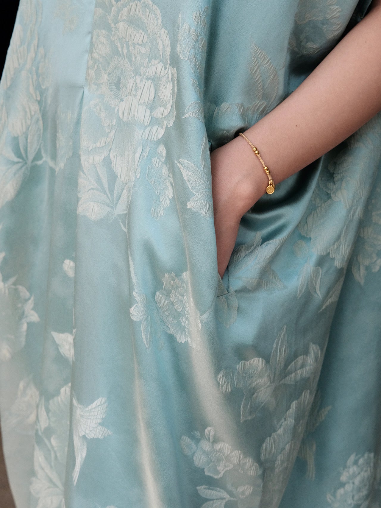 Water blue hibiscus dress