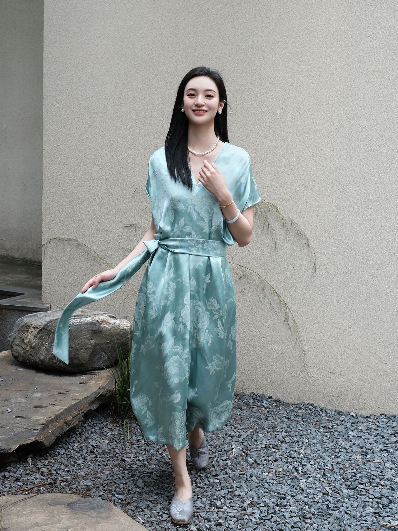 Water blue hibiscus dress