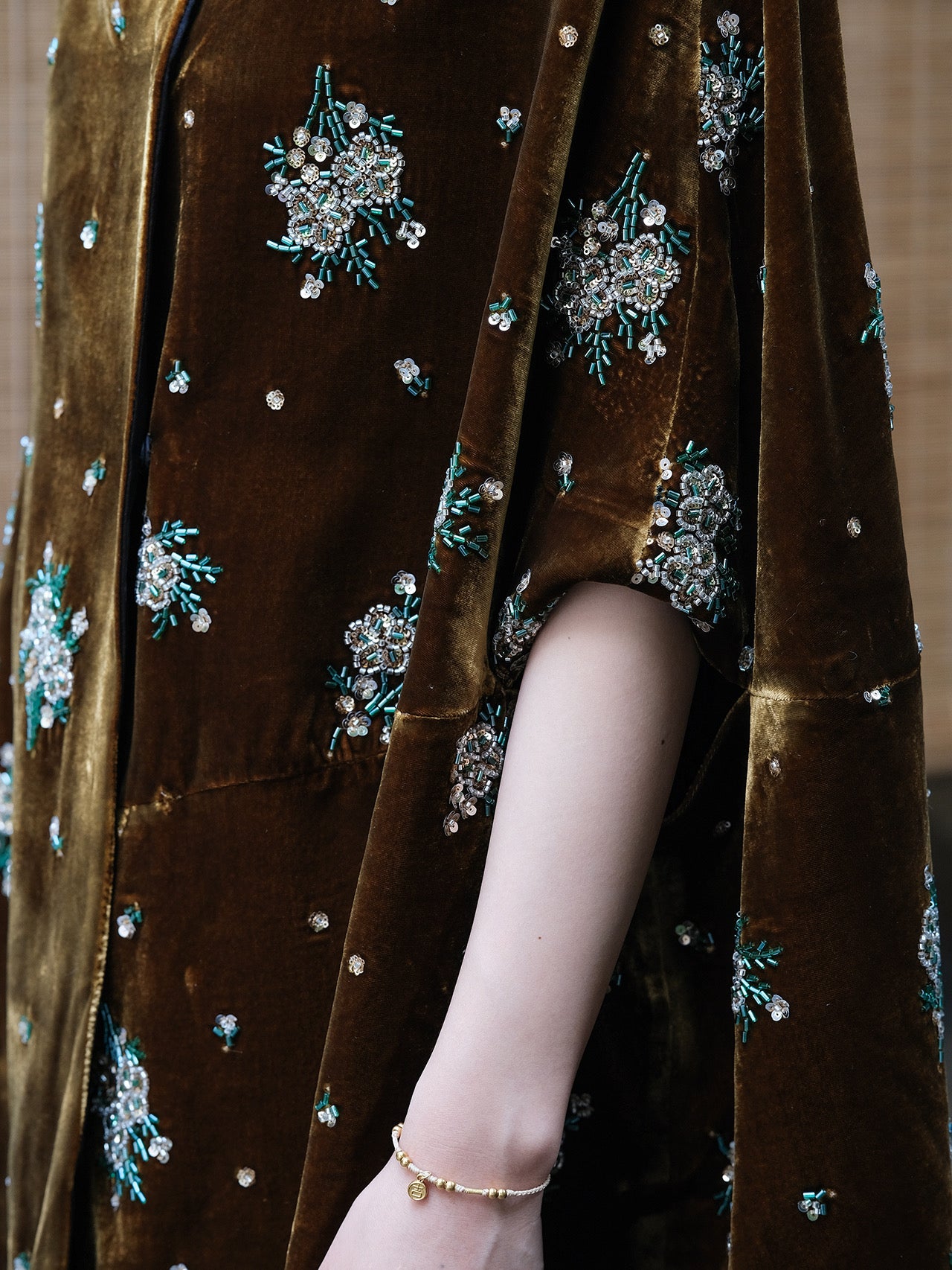 Velvet beaded embroidered shawl