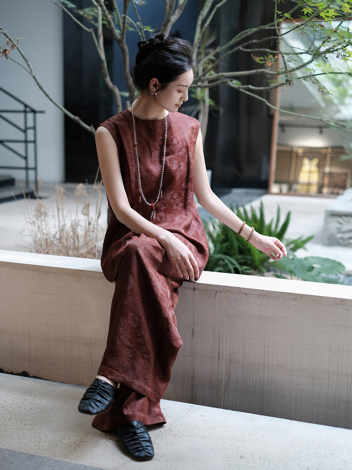 Red cloud gauze pants
