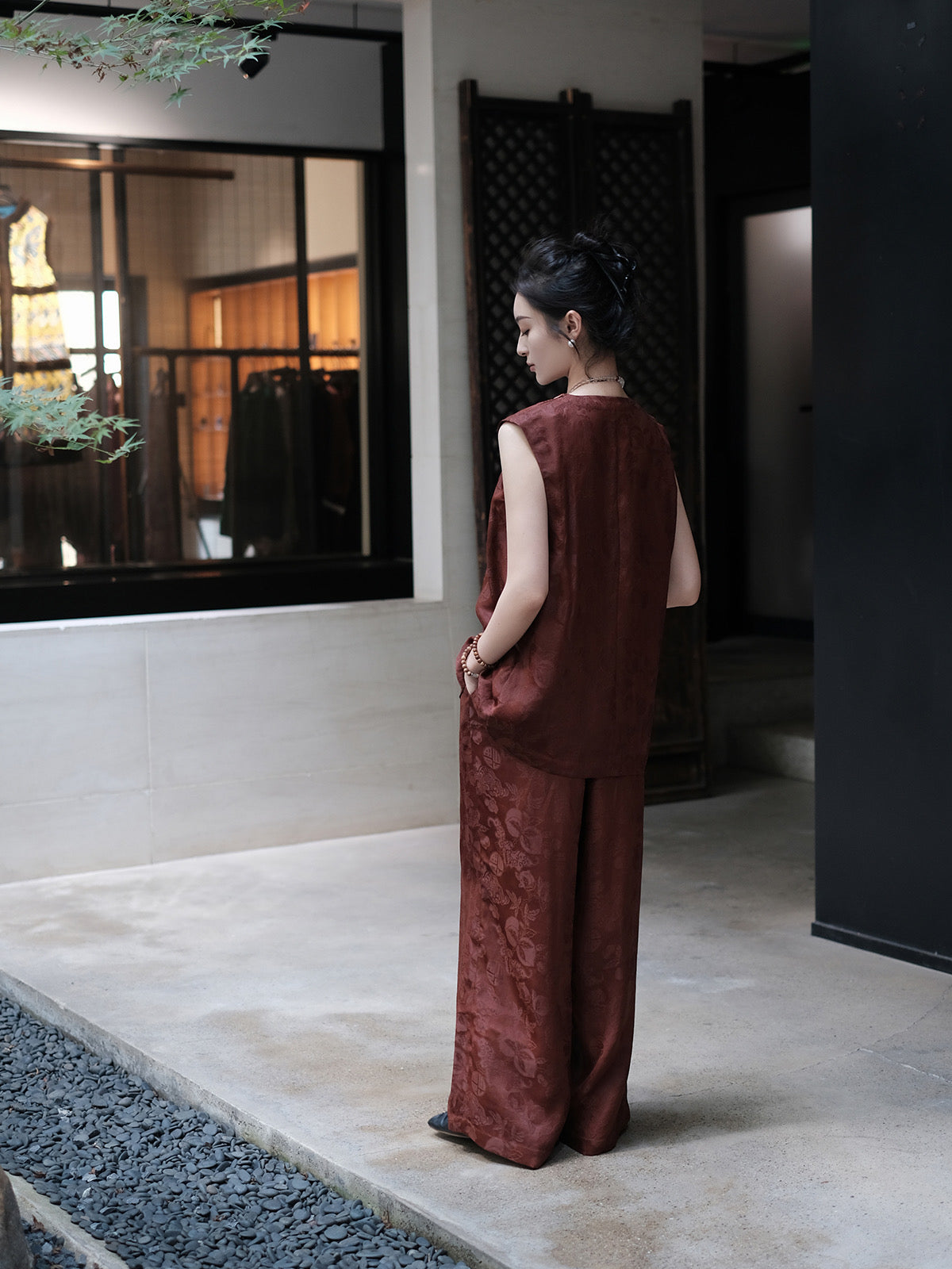 Red cloud gauze pants