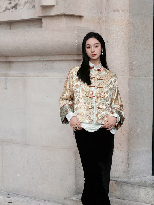 Peony Embroidered Jacquard Jacket X Guo Pei