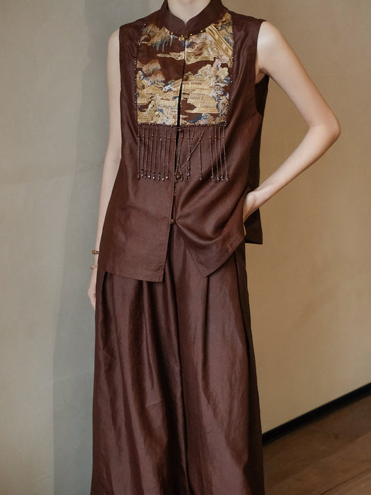 Red Yunsha Heavy-Duty Embroidery Vest