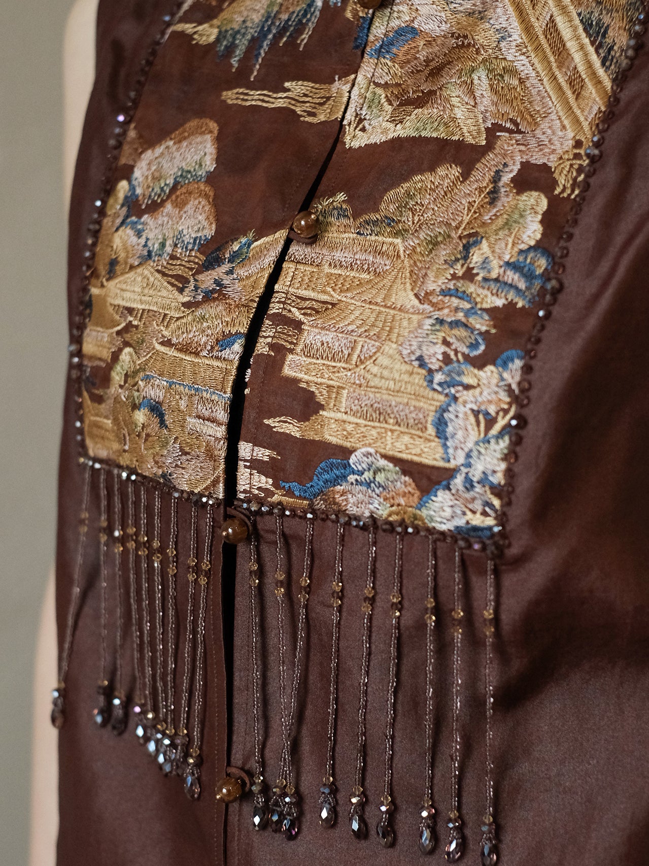 Red Yunsha Heavy-Duty Embroidery Vest