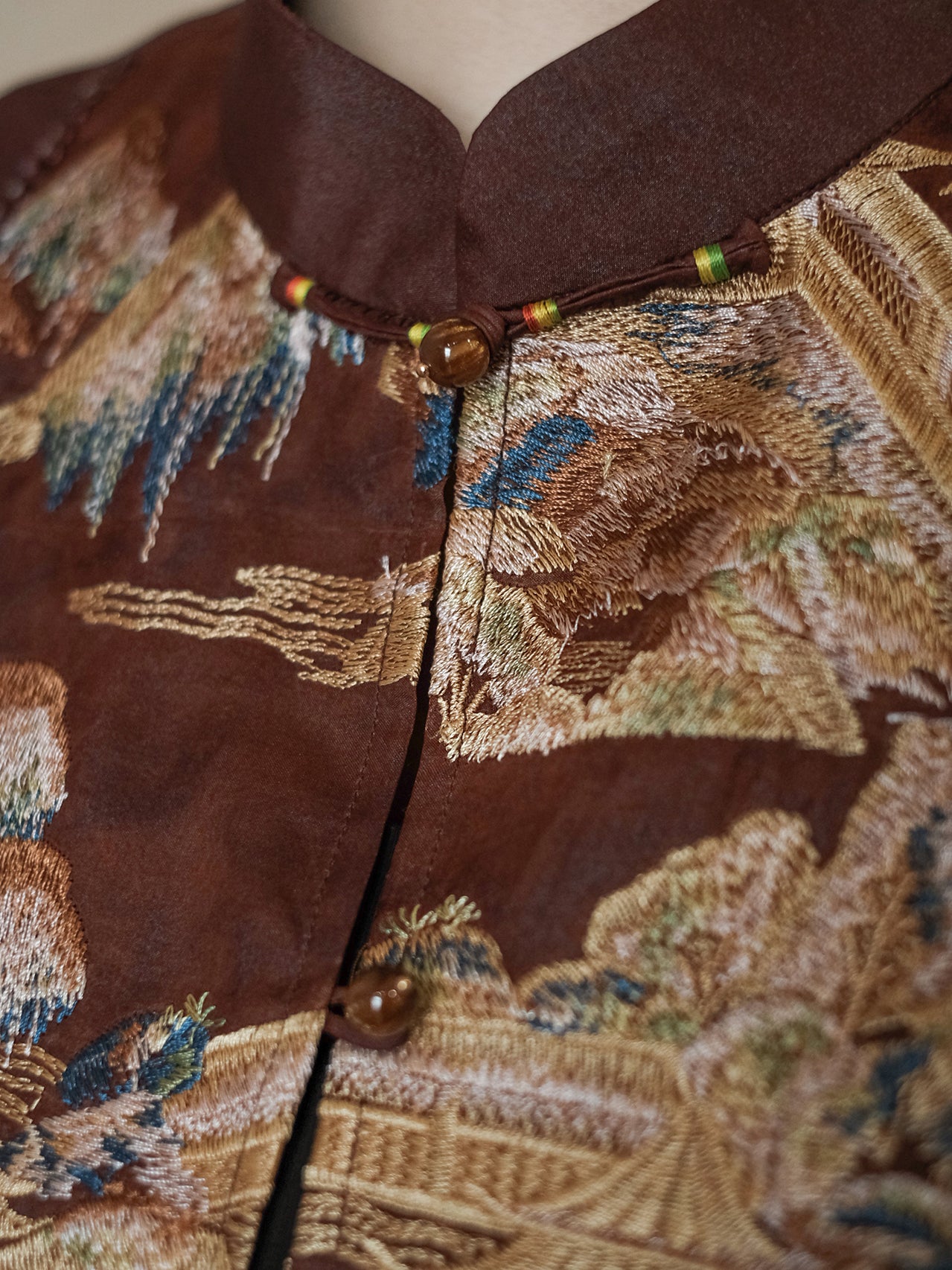 Red Yunsha Heavy-Duty Embroidery Vest