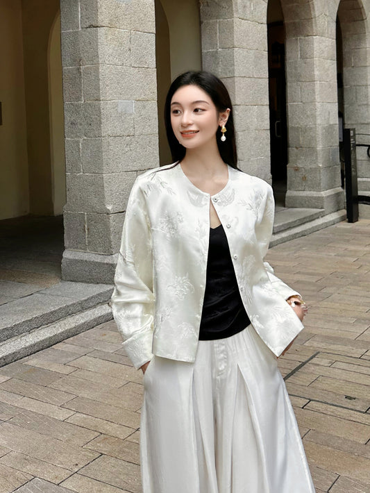 Pearl White French Beaded Jacket