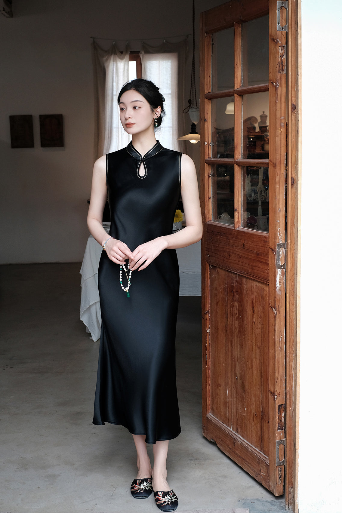 Modern Chinese-style Cheongsam Collar Fitted Mermaid Hem Dress