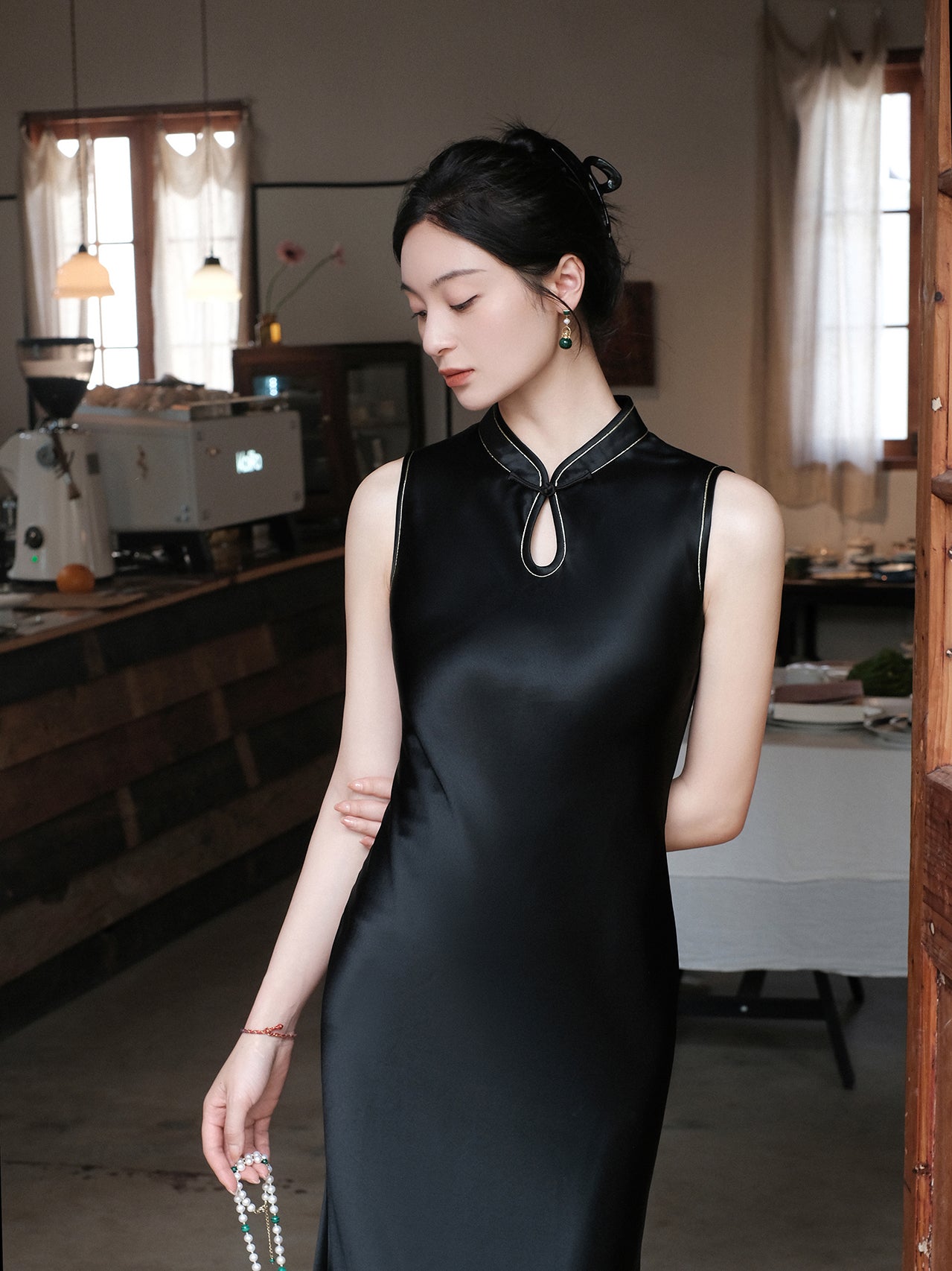 Modern Chinese-style Cheongsam Collar Fitted Mermaid Hem Dress