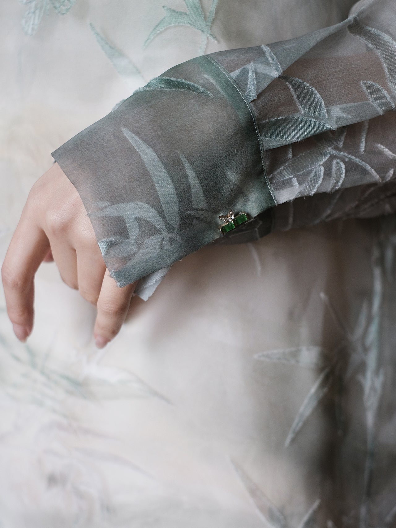 Bamboo Smoke Haze Moonlight Silk Gauze Blouse