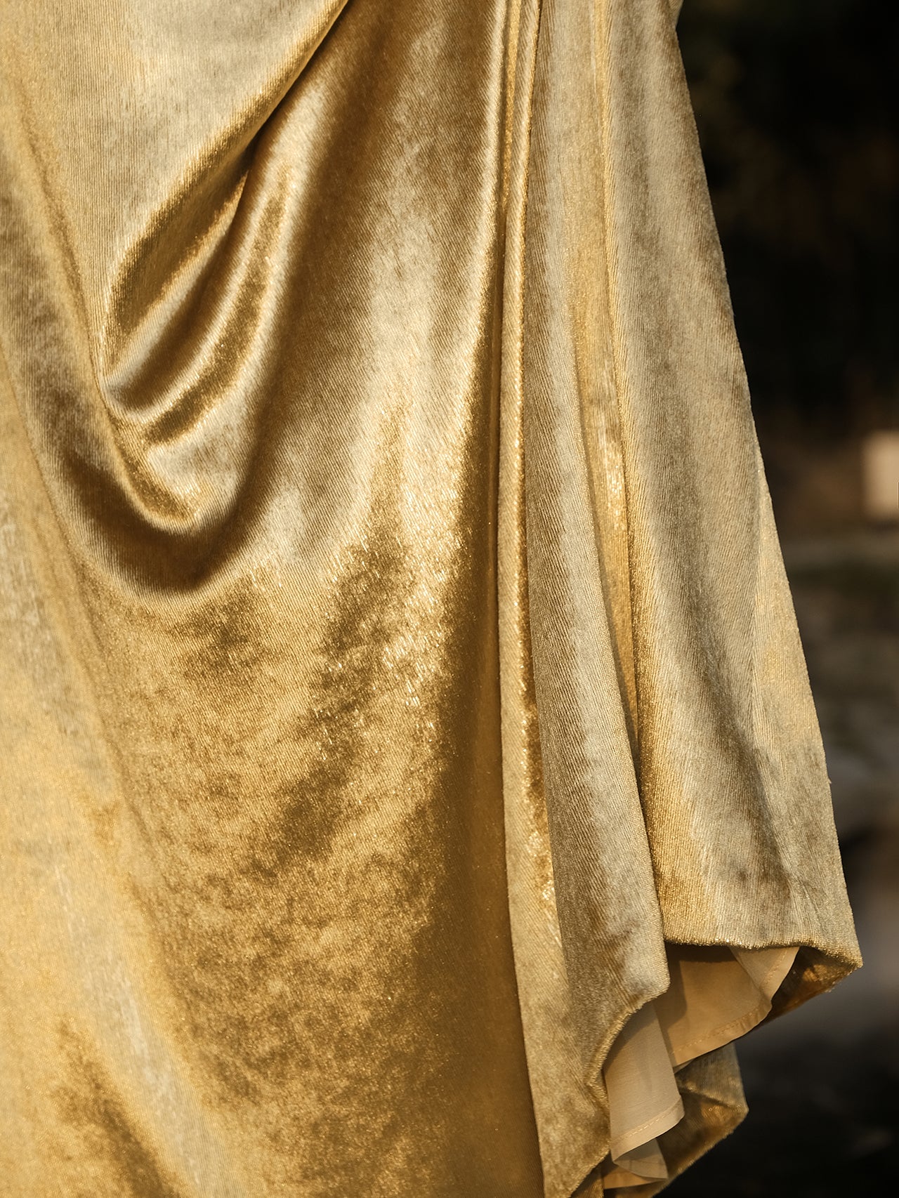 Sandalwood Gold Velvet Long Dress